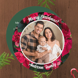 Poinsettia Custom Foto Family Feiertagskarte