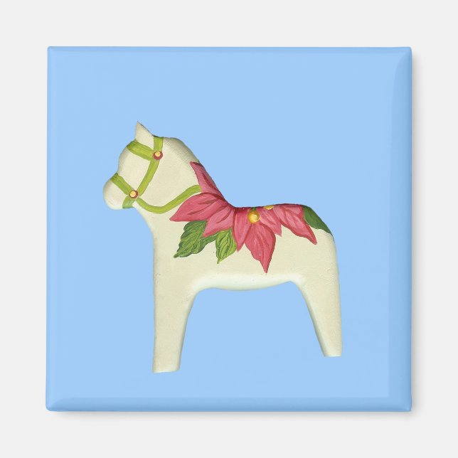 Poinsettia Dala Horse Magnet (Vorne)