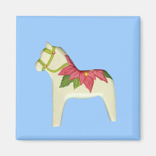 Poinsettia Dala Pferd Magnet