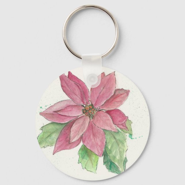 Poinsettia-Design auf einem Schlüsselanhänger (Vorderseite)