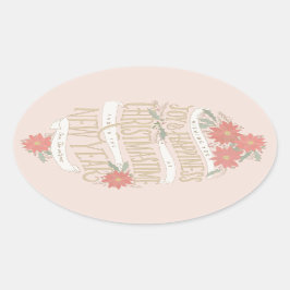 Poinsettia Einkäufe und Banner Ovaler Aufkleber