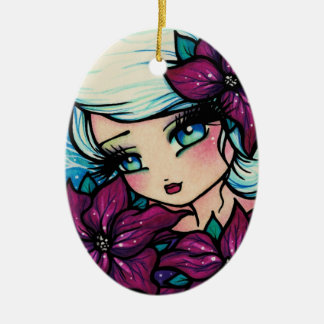 Poinsettia-Elf-Fantasie-Kunst durch Hannah Lynn Keramikornament