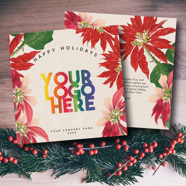 Poinsettia Firmenlogo Weihnachtsfeiertage Feiertagskarte (Poinsettia Corporate Business Logo Christmas Holiday Card)