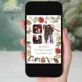 Poinsettia Floral 3 Foto Collage Weihnachten