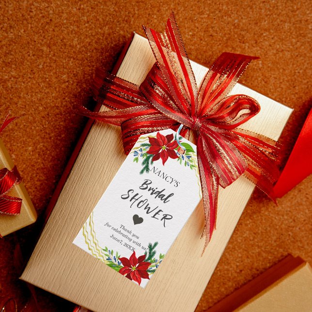 Poinsettia Floral Bouquet Brautparty Vielen Dank Geschenkanhänger (Von Creator hochgeladen)