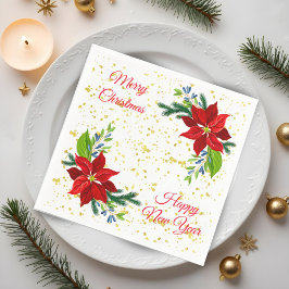 Poinsettia Floral Bouquet, frohe Weihnachten Serviette