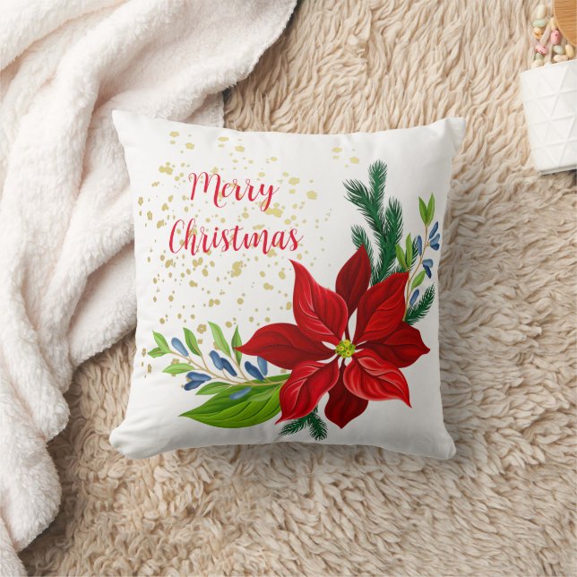Poinsettia Floral Bouquet Kissen (Decke)
