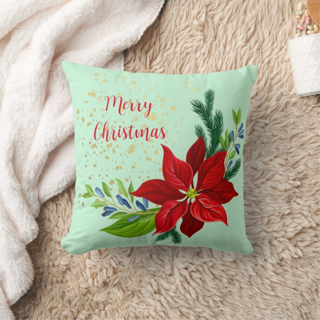 Poinsettia Floral Bouquet Kissen (Decke)