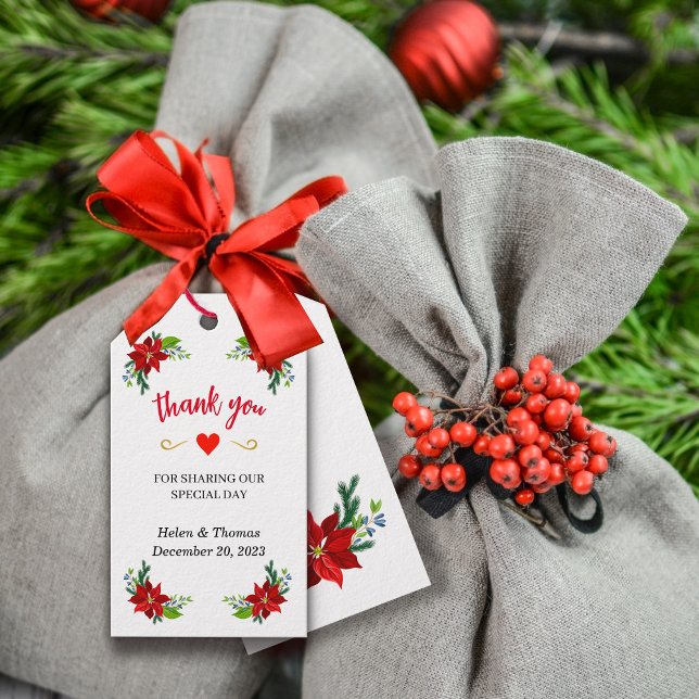 Poinsettia Floral Bouquet, Wedding Vielen Dank Geschenkanhänger (Von Creator hochgeladen)