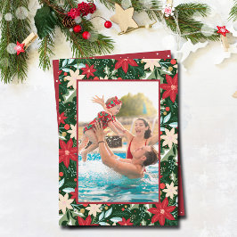 Poinsettia Floral Christmas Foto Feiertagskarte