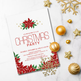 Poinsettia Floral Christmas Party Einladung