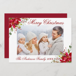Poinsettia Floral Foto Red Christmas Card Einladung
