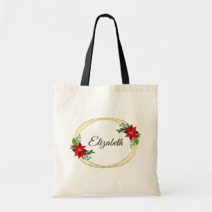 Poinsettia Floral Geometric Gold Frame Bridesmaid Tragetasche