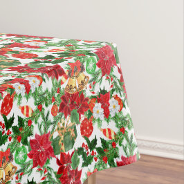 Poinsettia Floral Gold Bells Weihnachten Tischdecke