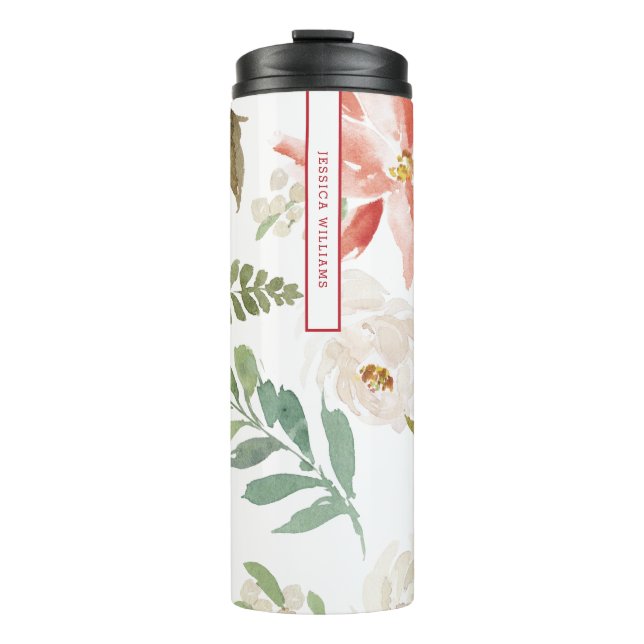 Poinsettia Floral Thermal Tumbler Thermosbecher (Vorderseite)