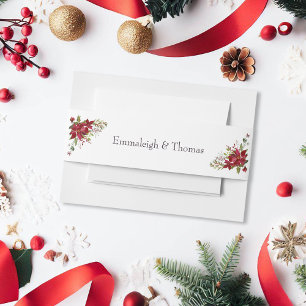 Poinsettia Floral Wedding Scharlachrot Einladungsbanderole