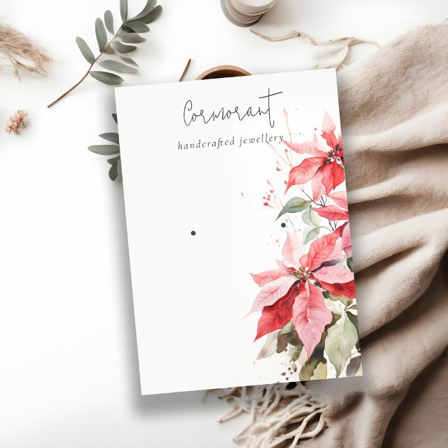 Poinsettia Florals Christmas Earring Stud Holder Visitenkarte (Von Creator hochgeladen)