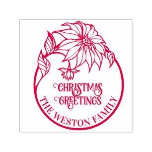 Poinsettia Frame Merry Xmas #2 Familiengrüße Permastempel