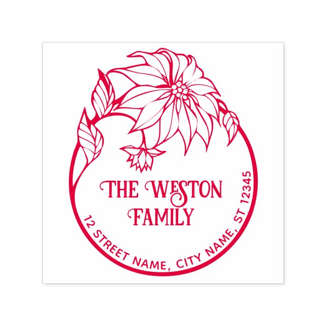 Poinsettia Frame Merry Xmas #2 Name Rücksendeadres Permastempel (Design)