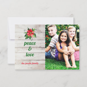 Poinsettia Frieden & Liebe - 3x5 Weihnachtskarte Einladung