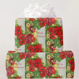 Poinsettia Frohe Weihnachten Red Green Geschenk Geschenkpapier