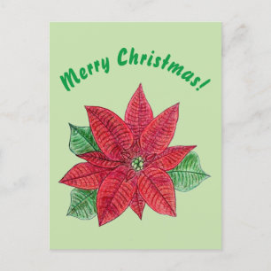 Poinsettia - Frohe Weihnachtspostkarte - Minze Postkarte
