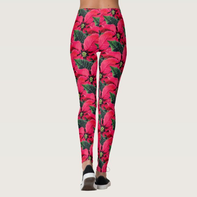 Poinsettia Fun Abstrakte Künstlerische Leggings (Rückseite)