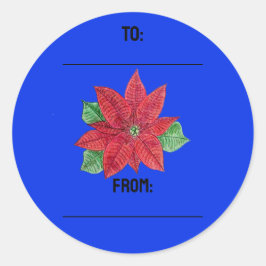 Poinsettia Gifting Stickers - Blau