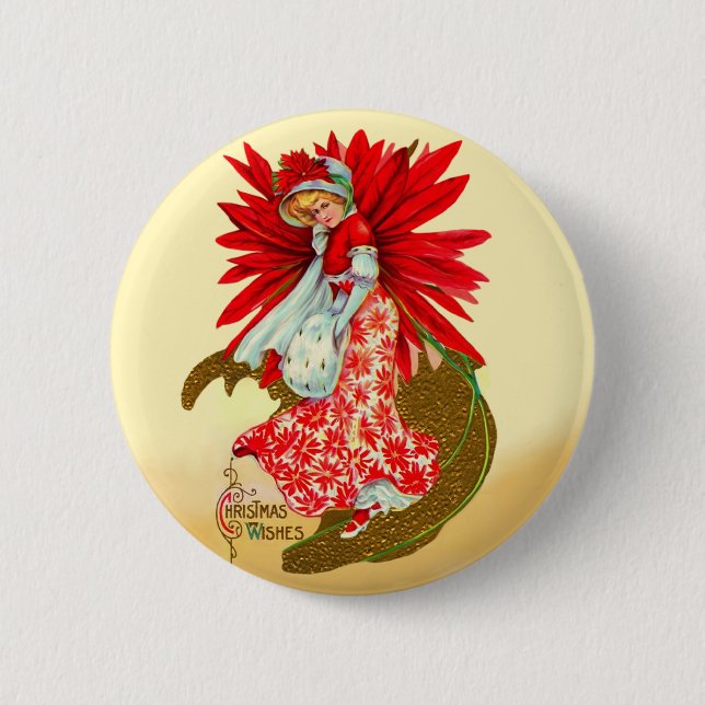 Poinsettia Girl Button (Vorderseite)