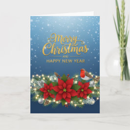 Poinsettia Glow Christmas & New Year Card Karte