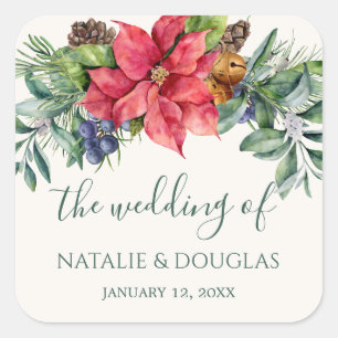 Poinsettia Greenerage Foliage Wedding Sticker
