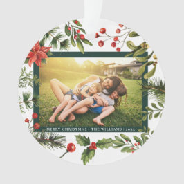 Poinsettia Greenery Floral Family Foto Ornament