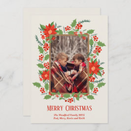 Poinsettia Greenery Weihnachtsgebäck Foto Feiertagskarte