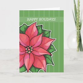 Poinsettia Grüne Streifen Feiertagskarte