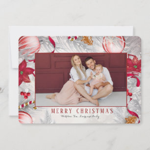 Poinsettia-Gruß-Fotoweihnachtskarte Einladung