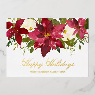 Poinsettia Happy Holidays Elegantes Weihnachtsfest Folien Feiertagskarte