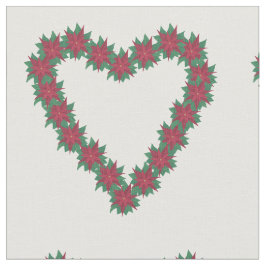 Poinsettia Hearts Red Green White Christmas Fabric Stoff