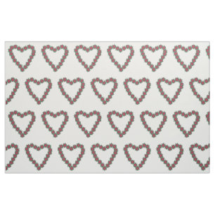 Poinsettia Hearts Red Green White Christmas Fabric Stoff