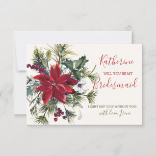 Poinsettia, heilig, Kiefer be meine Bridesmaid Einladung