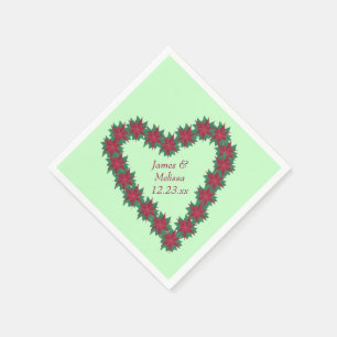 Poinsettia-Herz-Weihnachts-Personalisierte Serviet Serviette