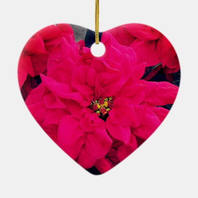 Poinsettia Herzliche Keramik Ornament (Hinten)