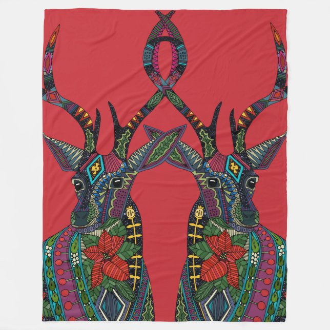 Poinsettia-Hirsch Fleecedecke (Vorderseite)