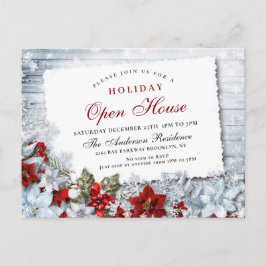 Poinsettia Holiday Christmas Open House Einladung Postkarte