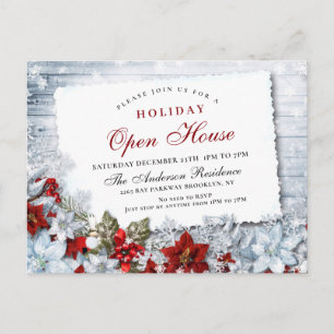 Poinsettia Holiday Christmas Open House Einladung Postkarte