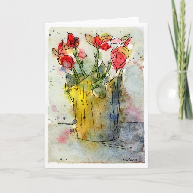 Poinsettia Holiday Grußkarte Feiertagskarte (Vorderseite)