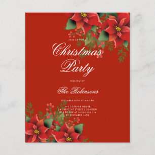 Poinsettia Holiday Invite Program Menu Red Flyer