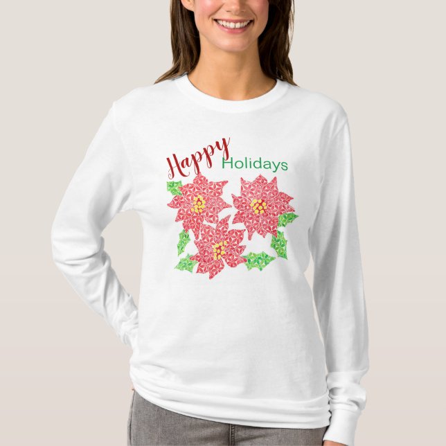 Poinsettia Holiday Long Sleezeed T-Shirt (Vorderseite)