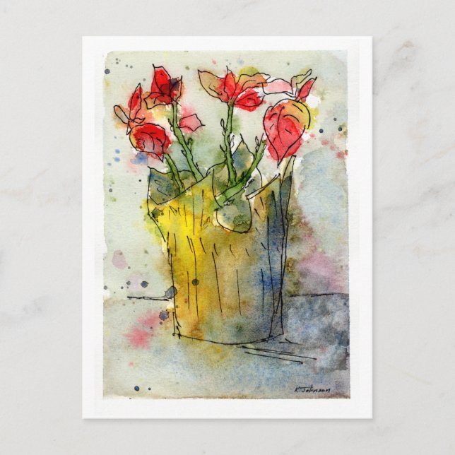 Poinsettia Holiday Postkarte (Vorderseite)