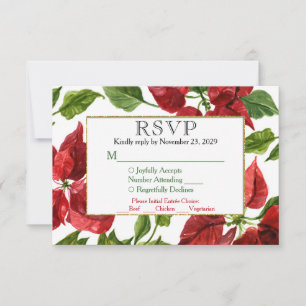 Poinsettia Holiday UAWG Wedding Response mit Mahlz RSVP Karte
