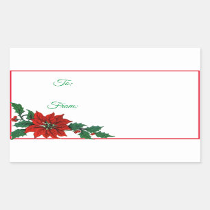 Poinsettia Holiday Weihnachtsaufkleber Geschenke T Rechteckiger Aufkleber